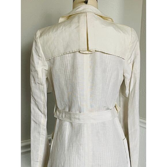 Tocca New Cream Ivory Linen Viscose Trench Coat Belted - Picture 9 of 12